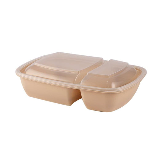 2 Compartment Beige Plastic Container