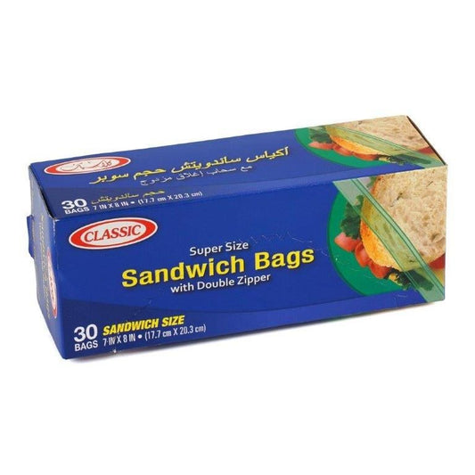 Classic Super Size Sandwich Bags with Double Zipper